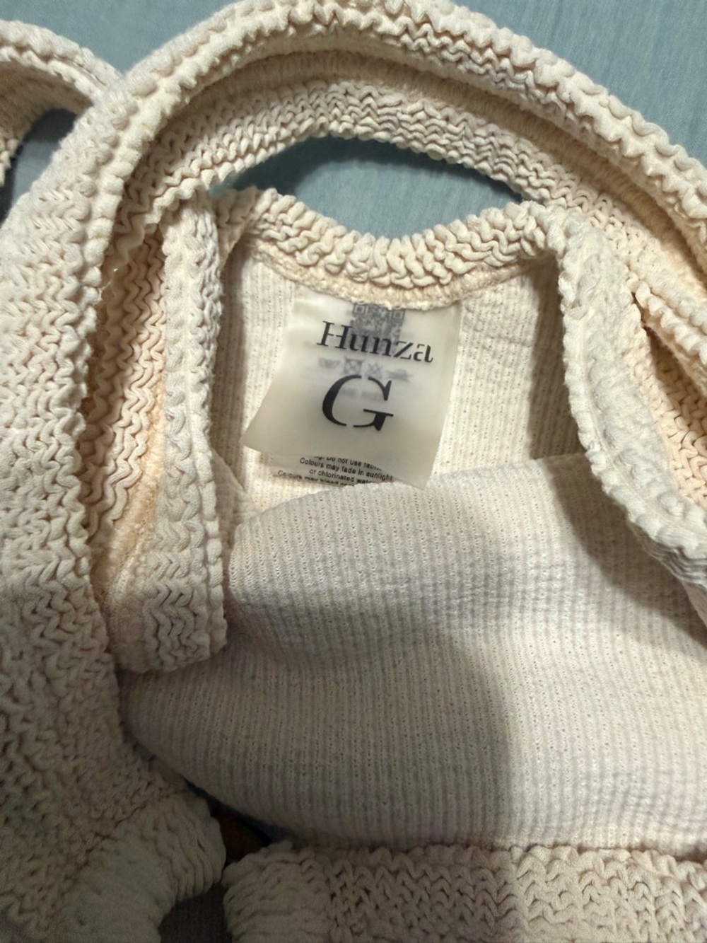 Hunza G Domino Cream Textured Knitted One-Piece Swimsuit - Picture 6 of 6